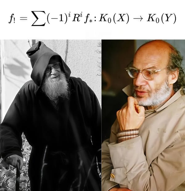 Left: A black and white photograph of later in his life. Right: A color photograph of Alexander Grothendieck when he was younger.